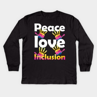 Peace Love Inclusion SPED Squad Special Ed Teacher, Kindness Peace Equality Love Kids Long Sleeve T-Shirt